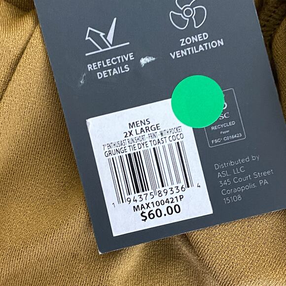 VRST Grunge Tie Dye Brown 7” Velocity Run Shorts Training Active Mens Size XXL - Picture 6 of 9